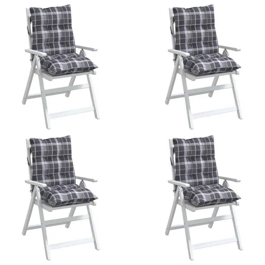 Coussins de chaise à dossier bas lot de 4 motif à carreaux gris - 4