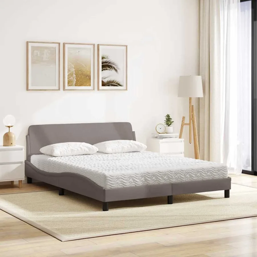 Lit avec matelas Dover taupe 160x200 cm tissu - 3