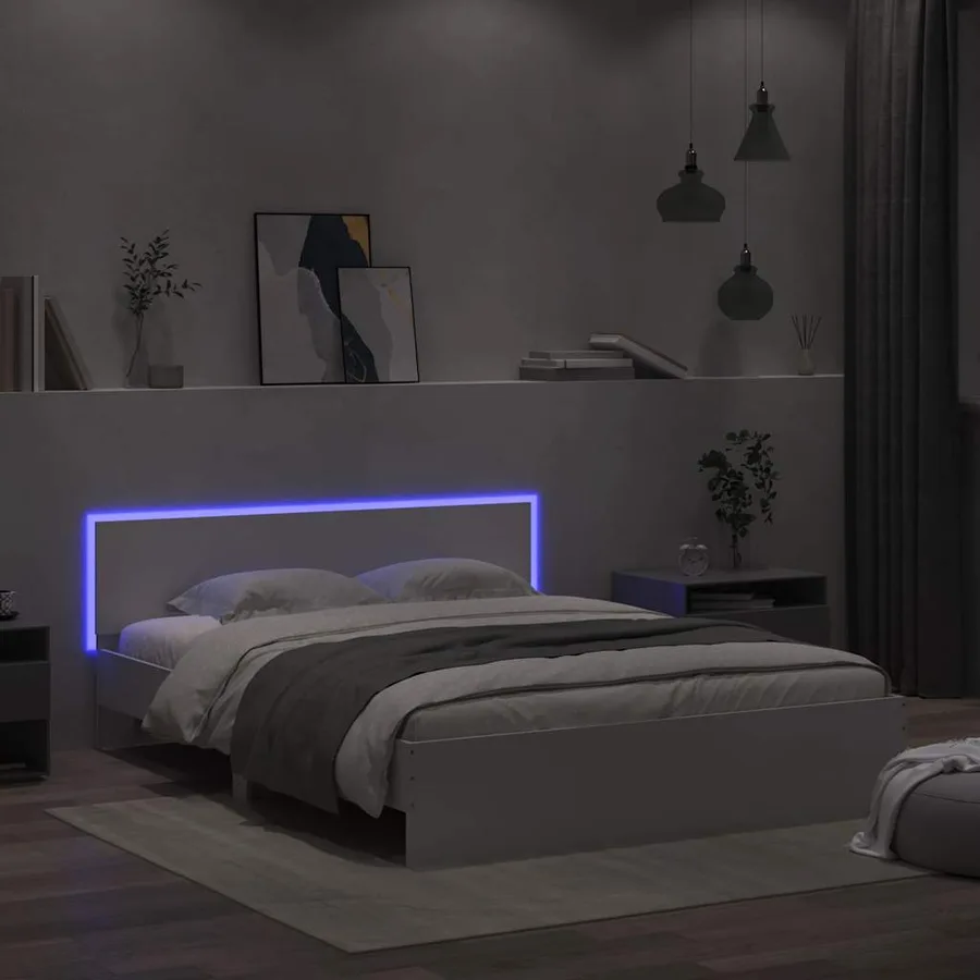 Cadre de lit avec LED sans matelas blanc 150x200 cm - 4
