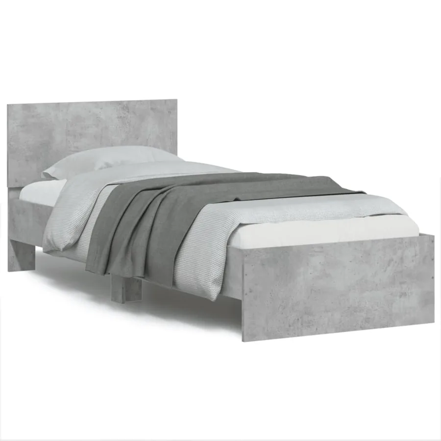 Cadre de lit sans matelas avec tête de lit gris béton 75x190 cm - 2