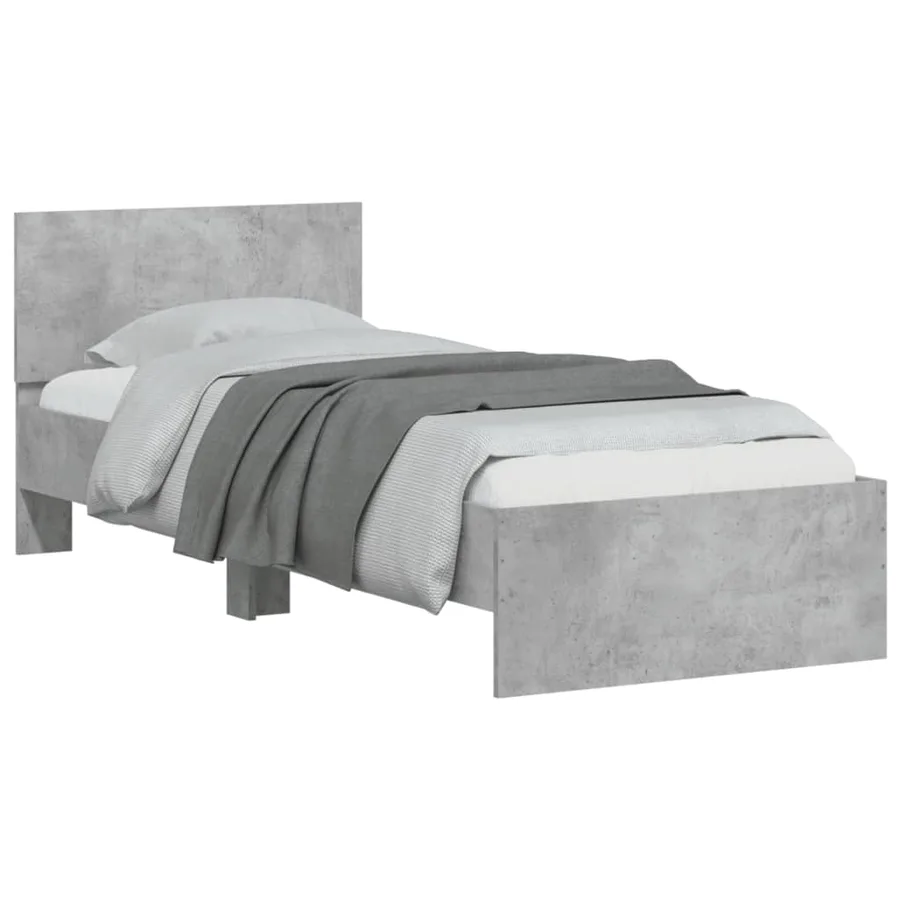 Cadre de lit sans matelas avec tête de lit gris béton 75x190 cm - 4