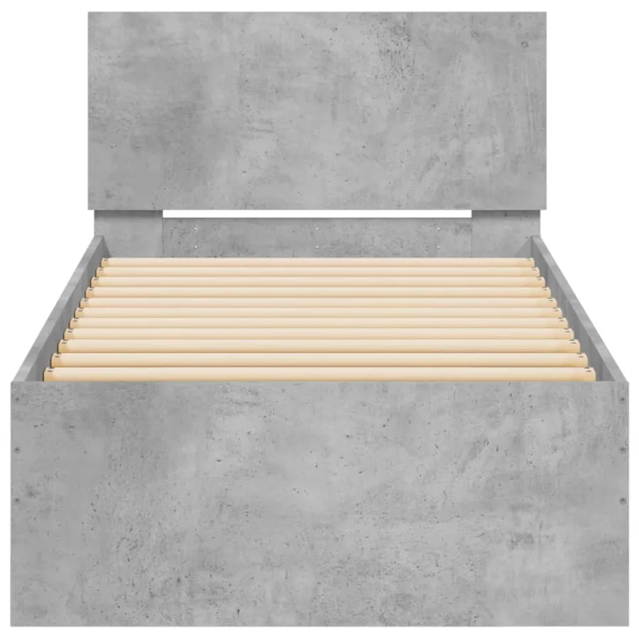 Cadre de lit sans matelas avec tête de lit gris béton 75x190 cm - 5