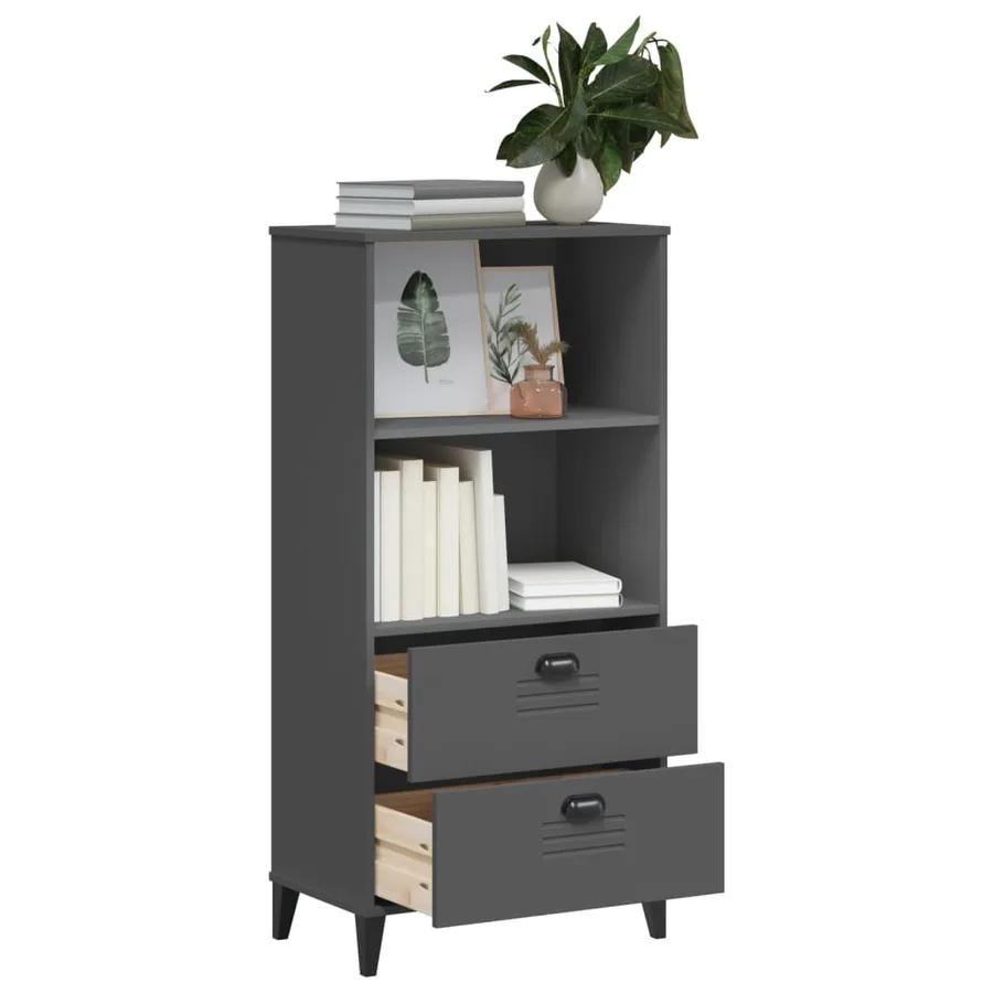 Bibliothèque VIKEN gris anthracite 60x35x123 cm bois ingénierie - 4