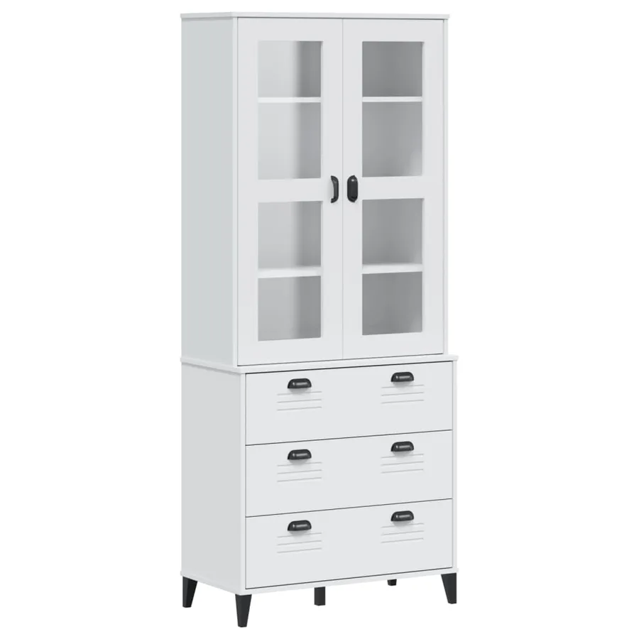 Buffet VIKEN blanc 80x40x190 cm bois massif de pin - 2
