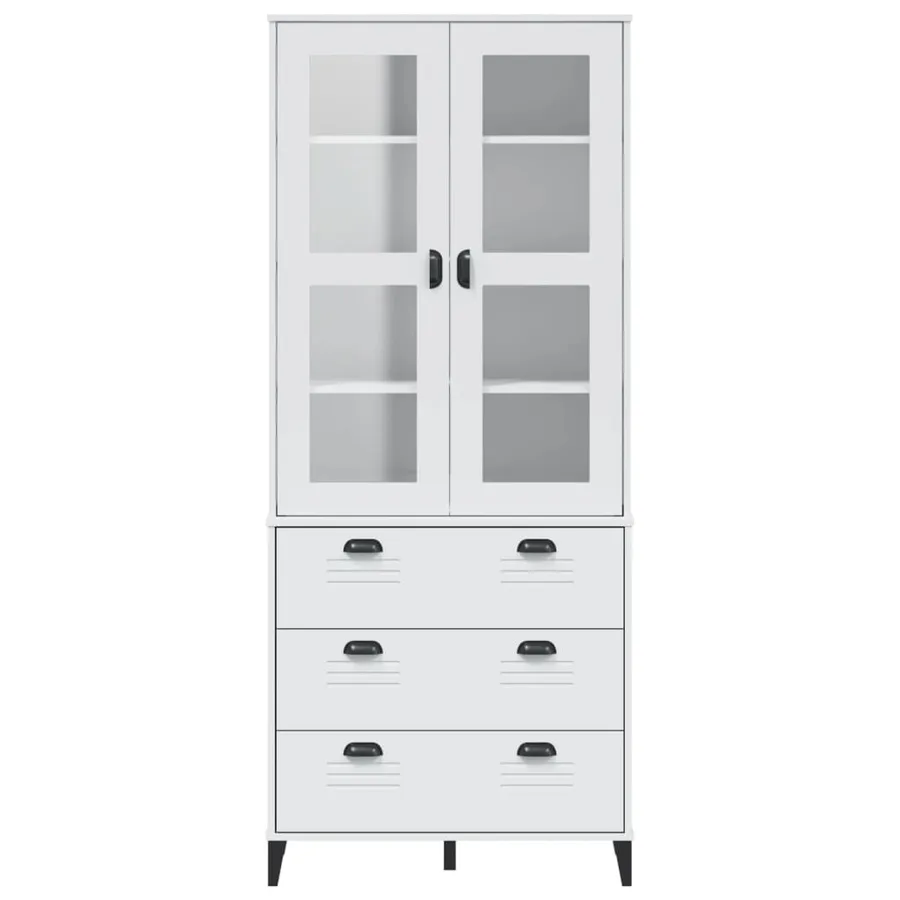 Buffet VIKEN blanc 80x40x190 cm bois massif de pin - 4