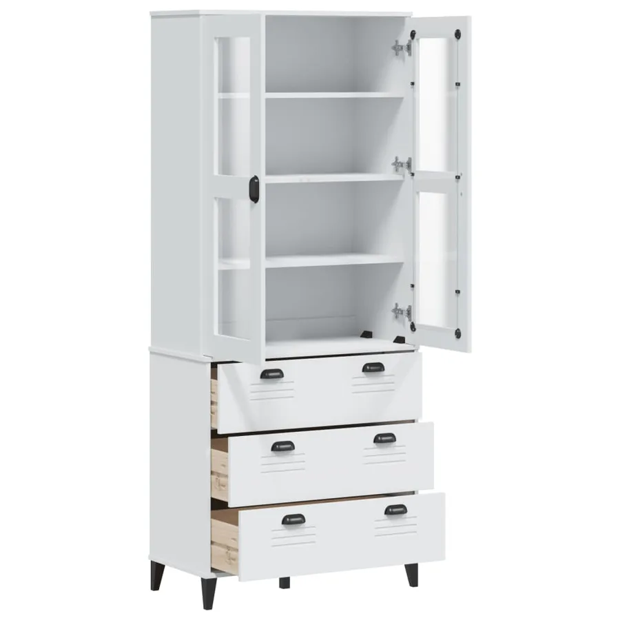Buffet VIKEN blanc 80x40x190 cm bois massif de pin - 5