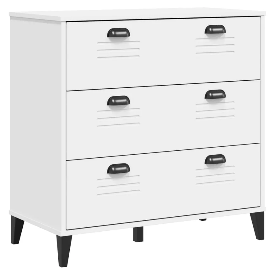 Buffet VIKEN blanc 80x40x190 cm bois massif de pin - 9