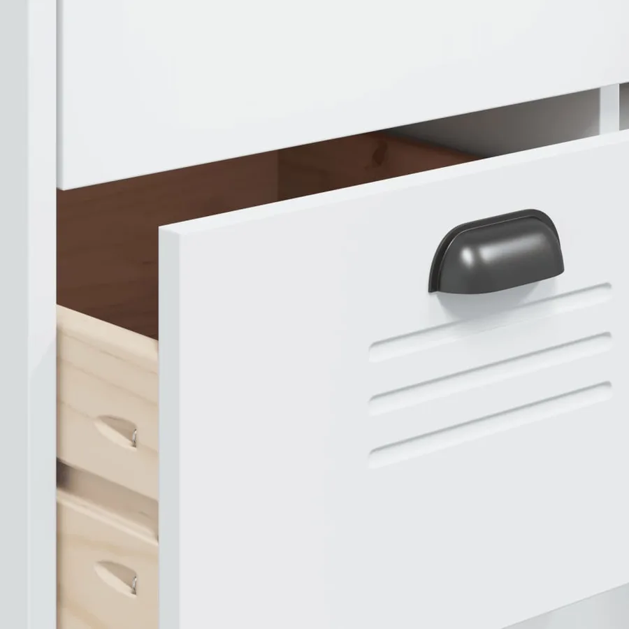 Buffet VIKEN blanc 80x40x190 cm bois massif de pin - 10