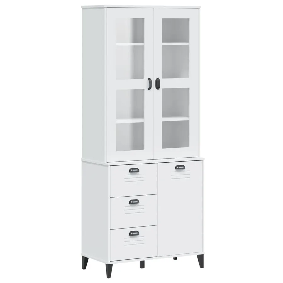Buffet VIKEN blanc 80x40x190 cm bois massif de pin - 2