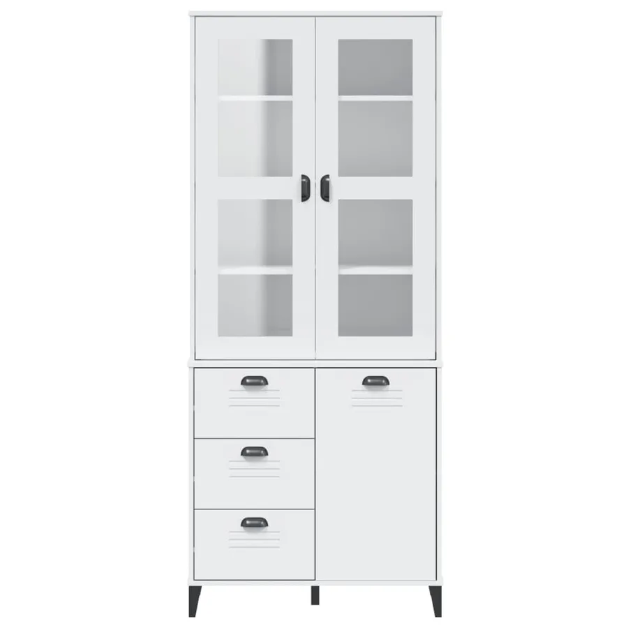 Buffet VIKEN blanc 80x40x190 cm bois massif de pin - 4