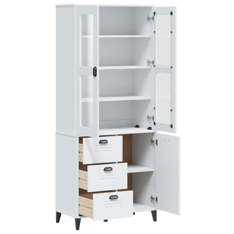 Buffet VIKEN blanc 80x40x190 cm bois massif de pin - 5