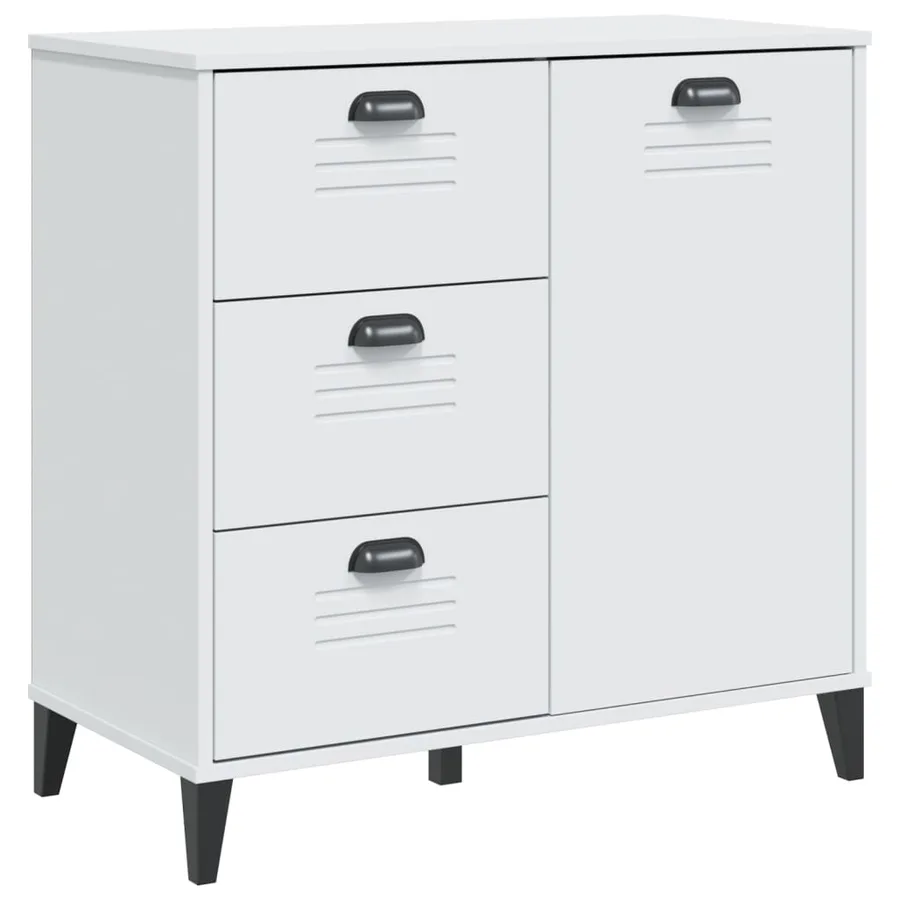 Buffet VIKEN blanc 80x40x190 cm bois massif de pin - 9