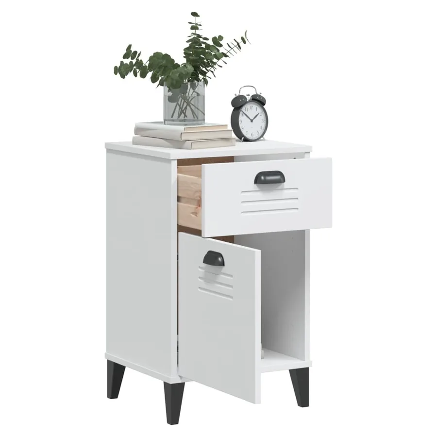 Table de chevet VIKEN blanc bois d'ingénierie - 4