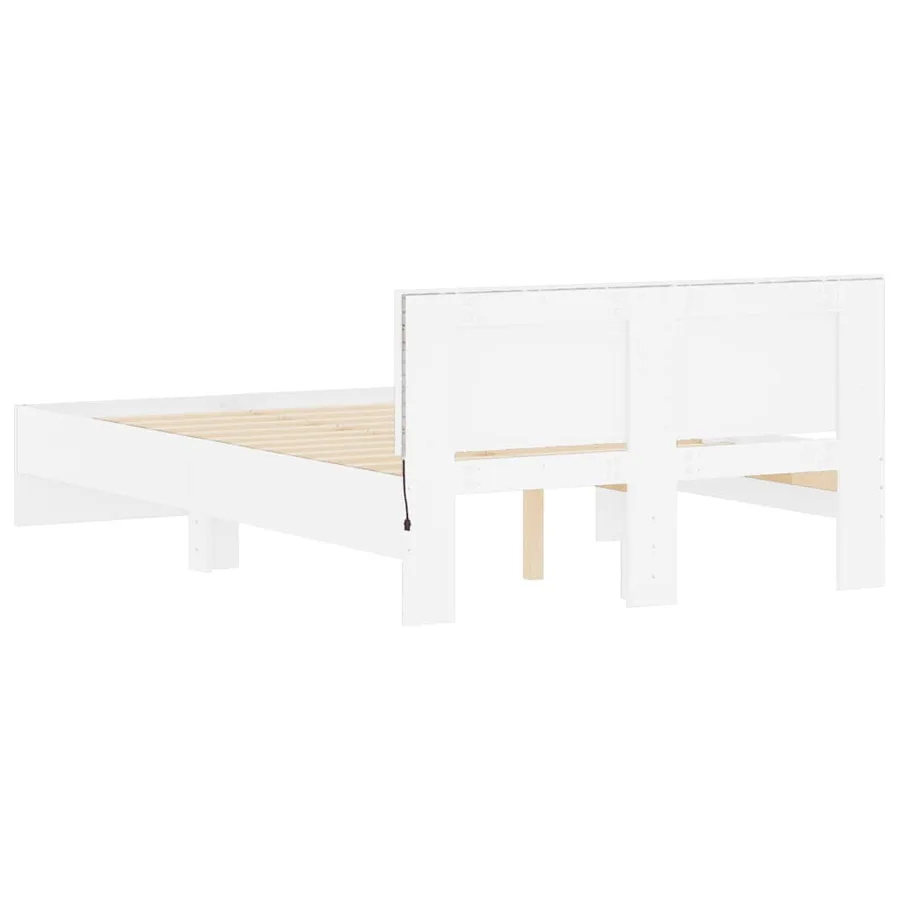 Cadre de lit avec tête de lit et LED blanc 140x200 cm - 9