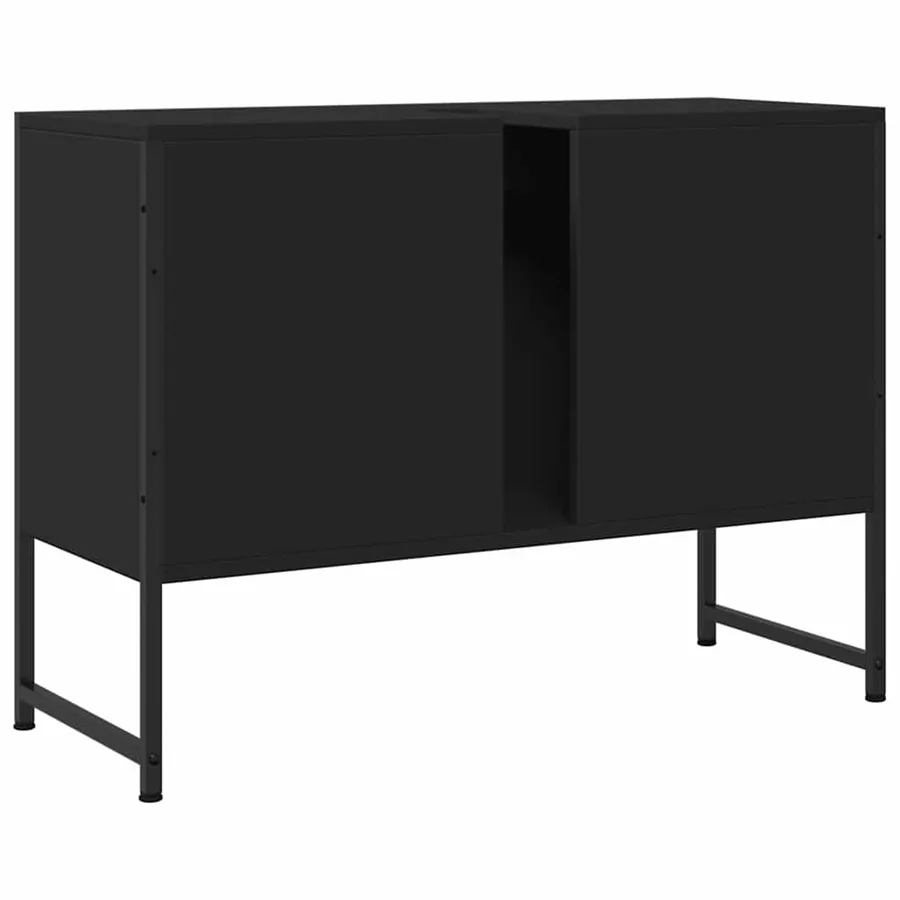 Armoire lavabo de salle de bain noir 80x33x60cm bois ingénierie - 6