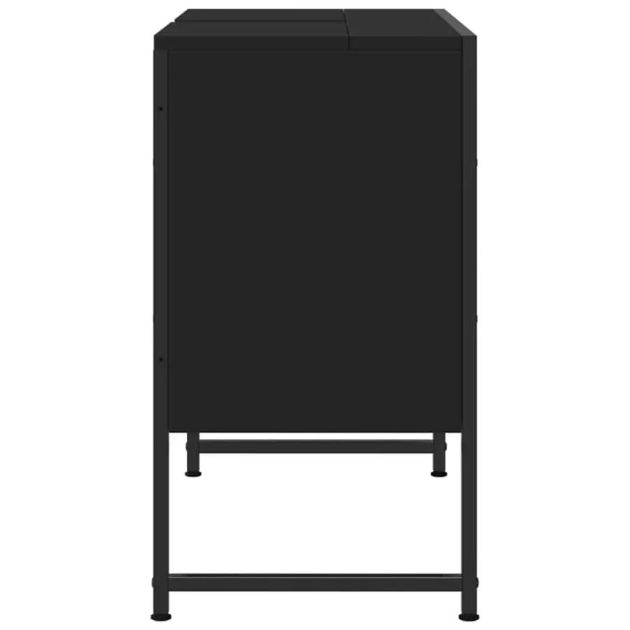 Armoire lavabo de salle de bain noir 80x33x60cm bois ingénierie - 7