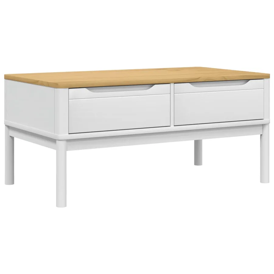 Table basse FLORO blanc 99x55,5x45 cm bois massif de pin - 2