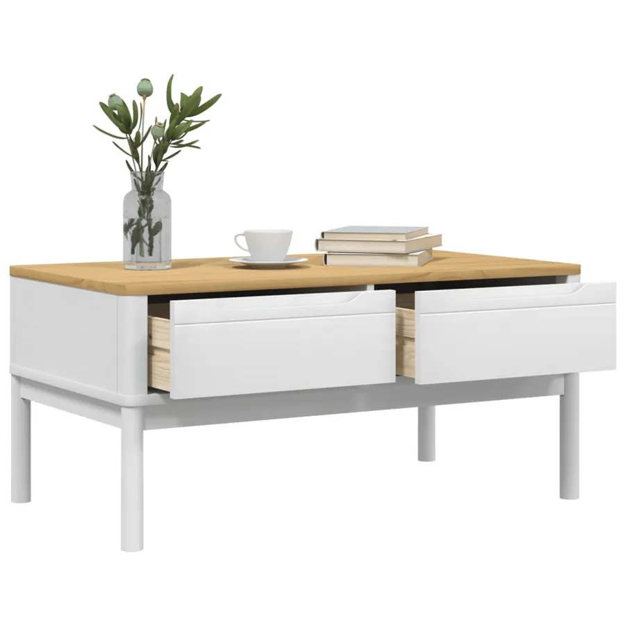 Table basse FLORO blanc 99x55,5x45 cm bois massif de pin - 4