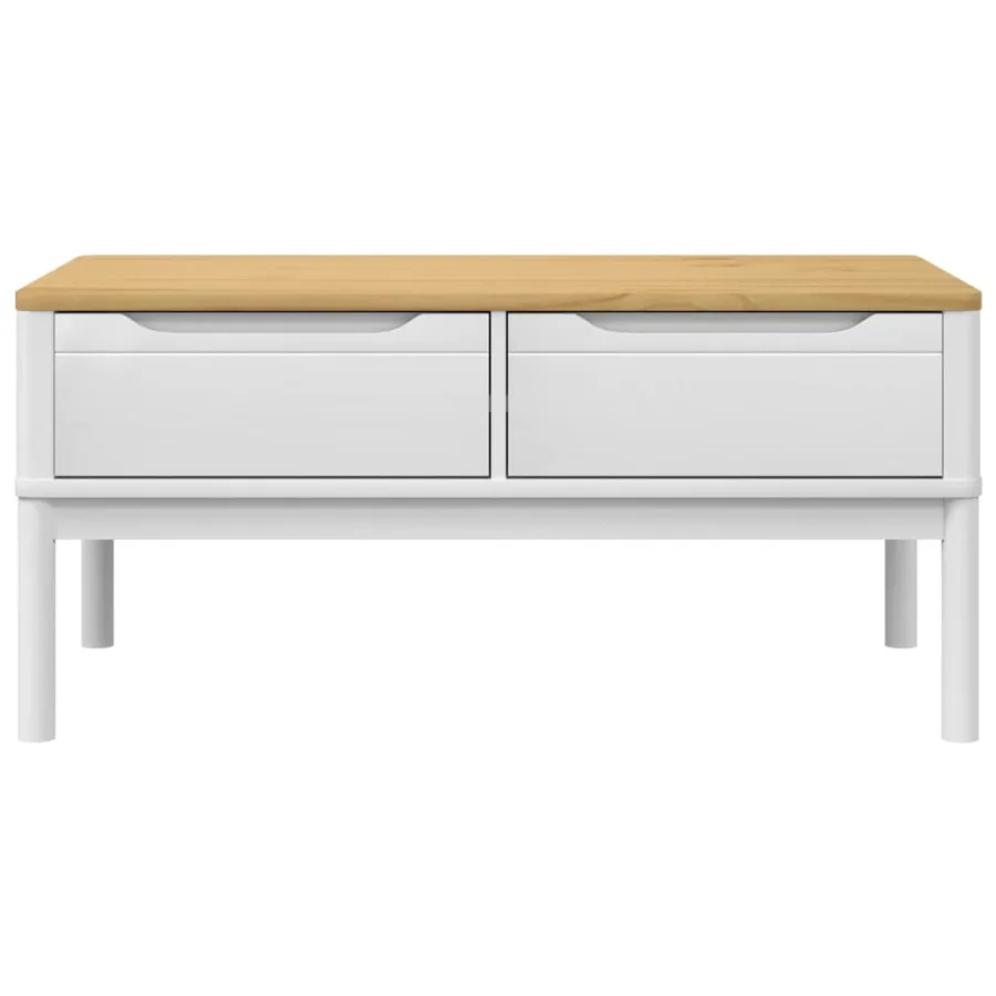 Table basse FLORO blanc 99x55,5x45 cm bois massif de pin - 5