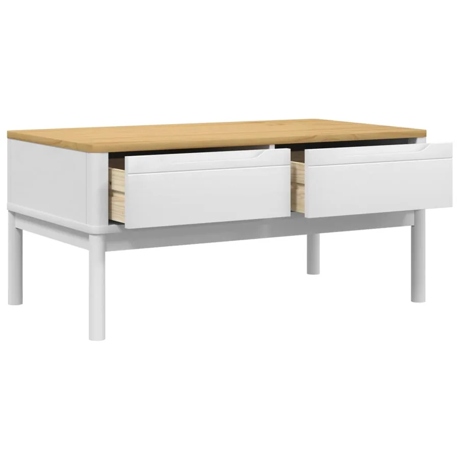 Table basse FLORO blanc 99x55,5x45 cm bois massif de pin - 8