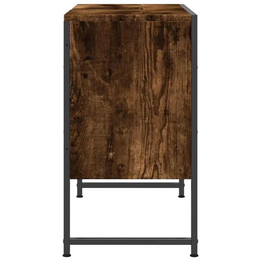 Armoire lavabo de salle de bain chêne fumé bois d'ingénierie - 7