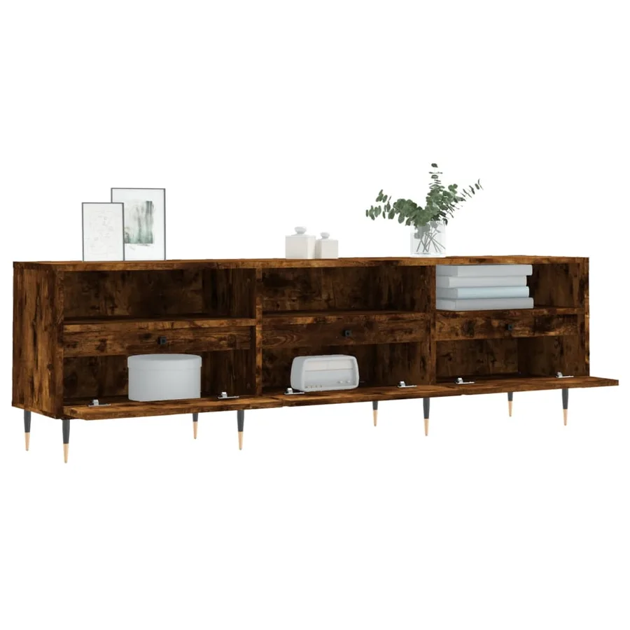 Meuble TV chêne fumé 150x30x44,5 cm bois d'ingénierie - 4