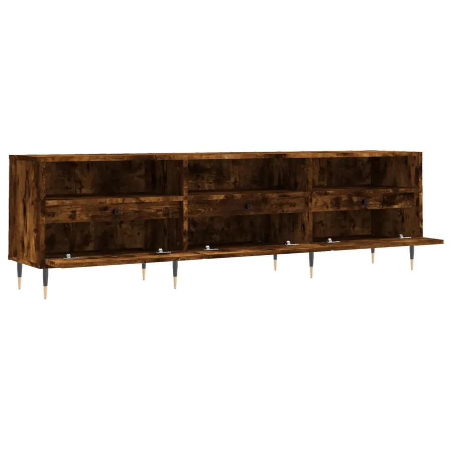 Meuble TV chêne fumé 150x30x44,5 cm bois d'ingénierie - 6