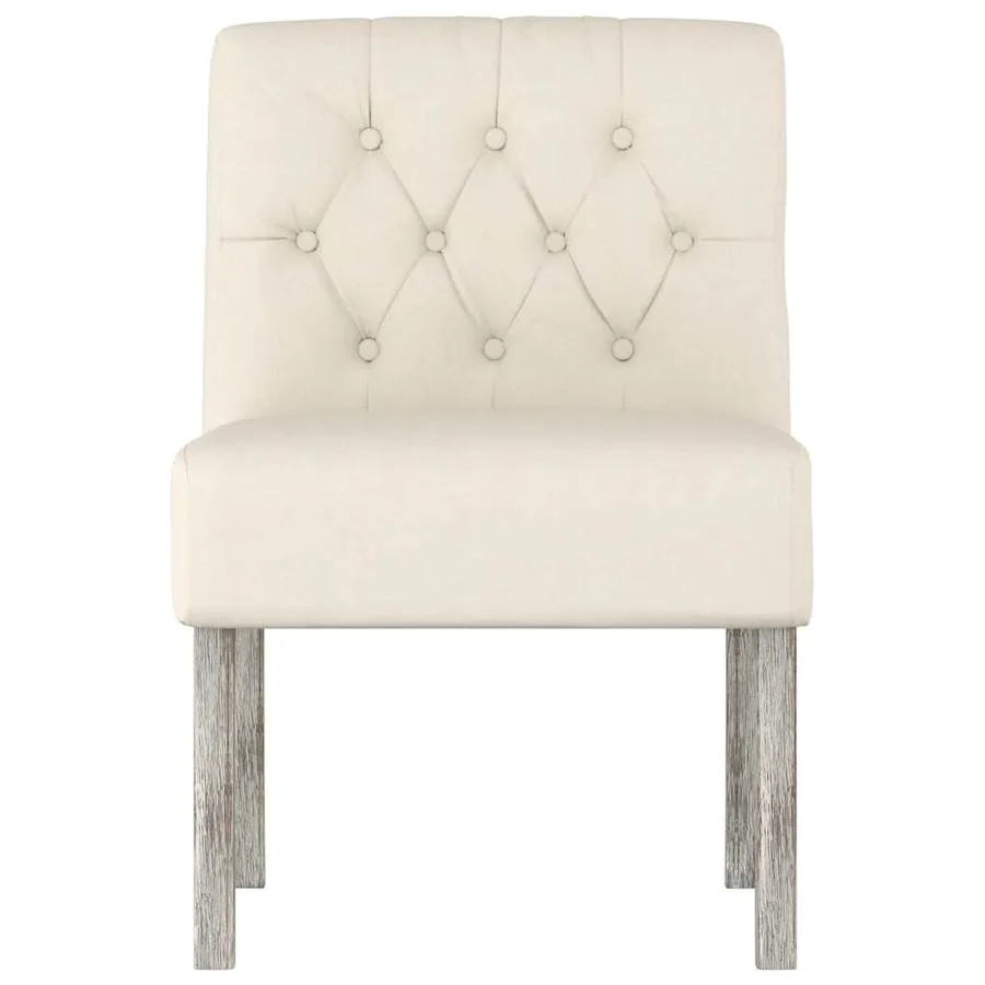 Fauteuil sans accoudoirs lin design de boutons - 3