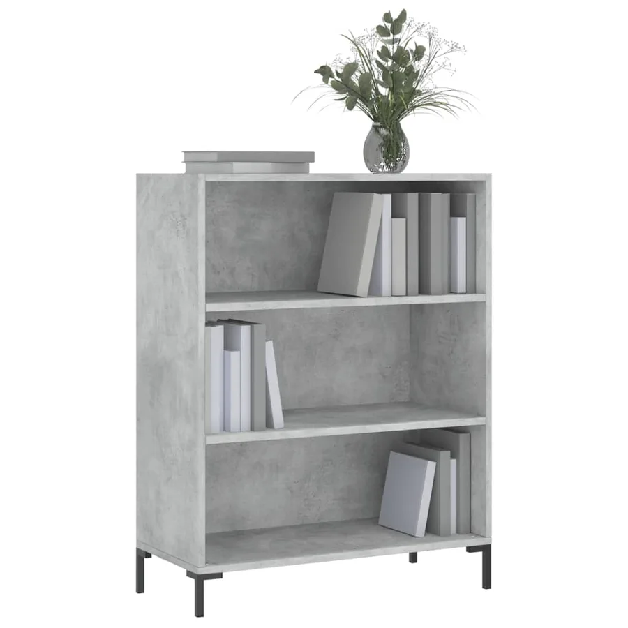 Bibliothèque gris béton 69,5x32,5x90 cm bois d'ingénierie - 3
