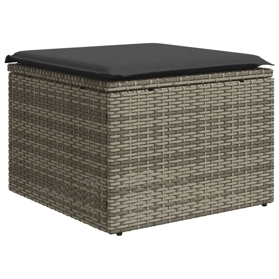 Salon de jardin 5 pcs avec coussins gris résine tressée - 5