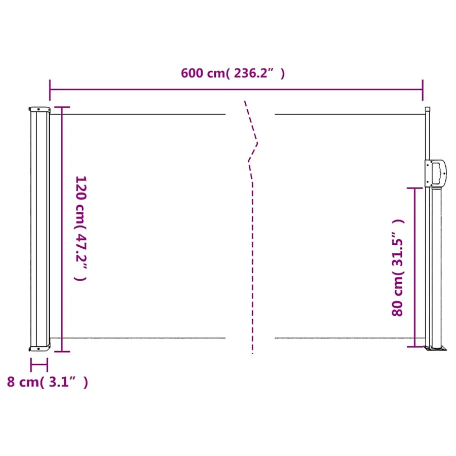 Store latéral rétractable Anthracite 120 x 600 cm - 11