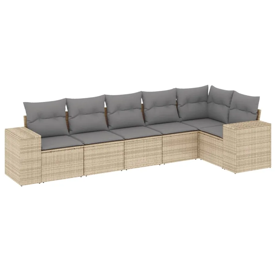 Salon de jardin avec coussins 6 pcs beige résine tressée - 2