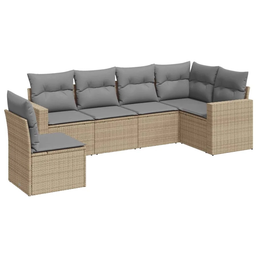 Salon de jardin avec coussins 6 pcs beige résine tressée - 2