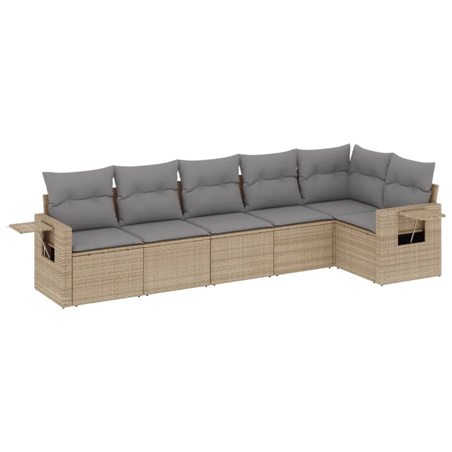 Salon de jardin avec coussins 6 pcs beige résine tressée - 2