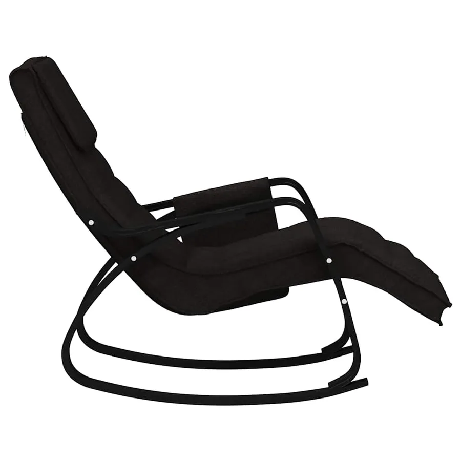 Chaise à bascule Noir Tissu - 4