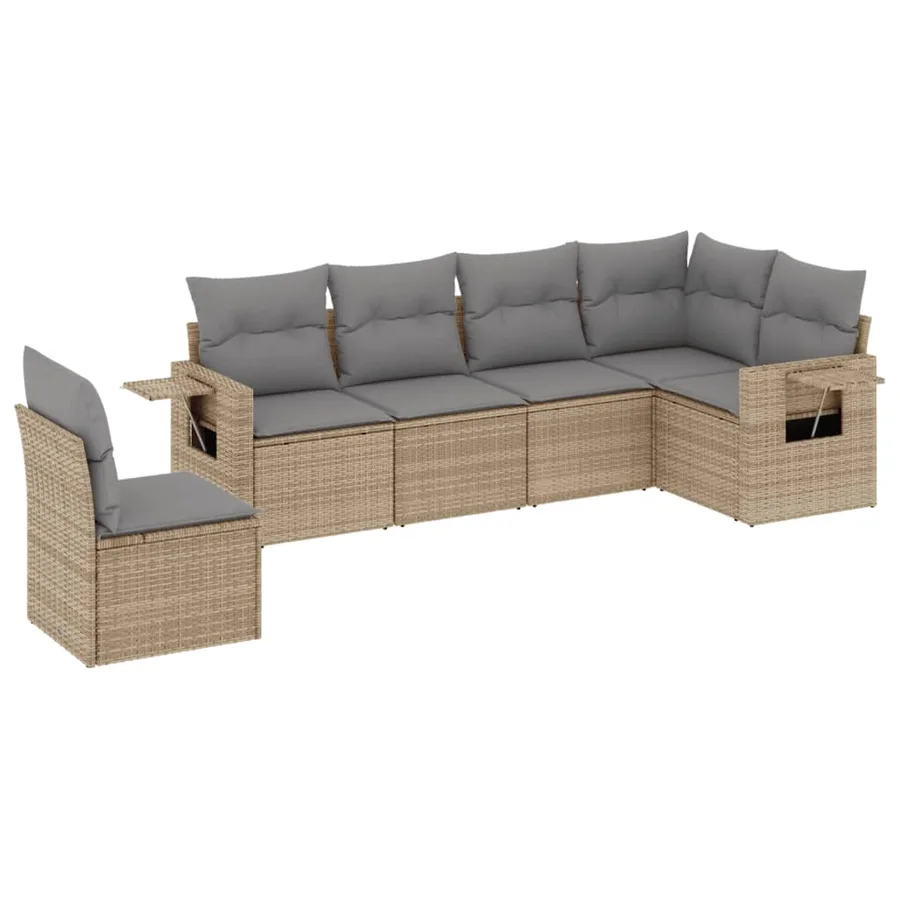 Salon de jardin avec coussins 6 pcs beige résine tressée - 2