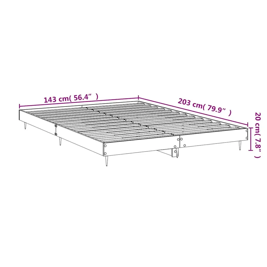 Cadre de lit sans matelas sonoma gris 140x200 cm - 10