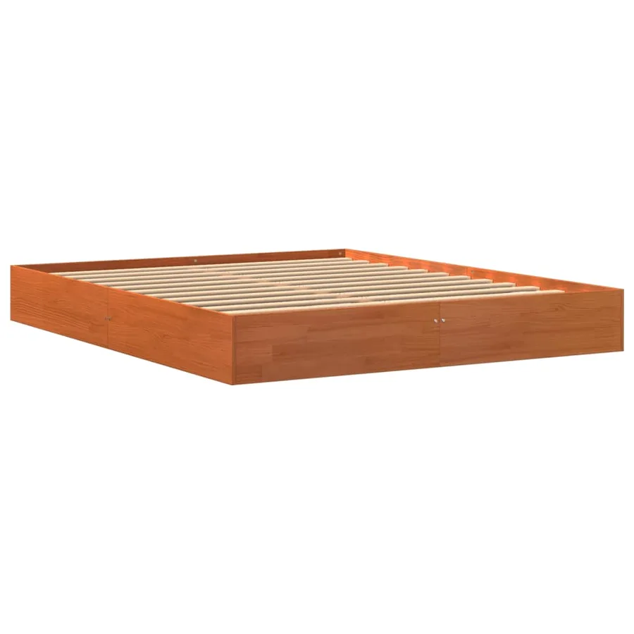 Cadre de lit sans matelas cire marron 160x200cm bois pin massif - 3