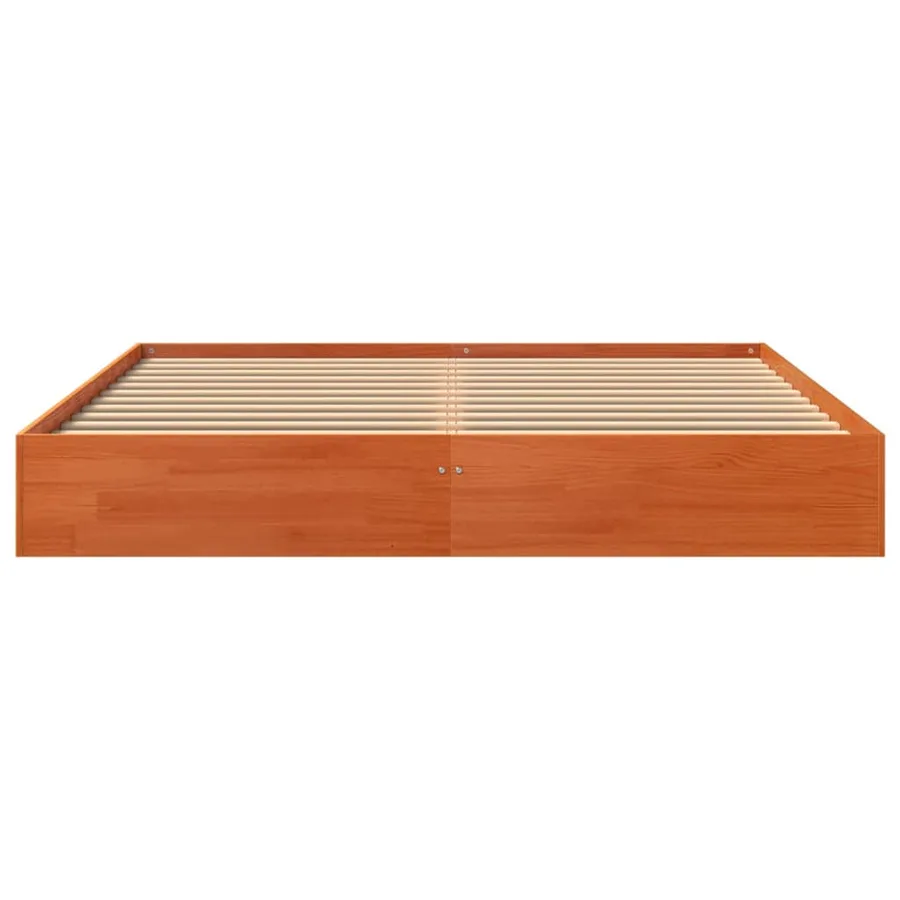 Cadre de lit sans matelas cire marron 160x200cm bois pin massif - 4