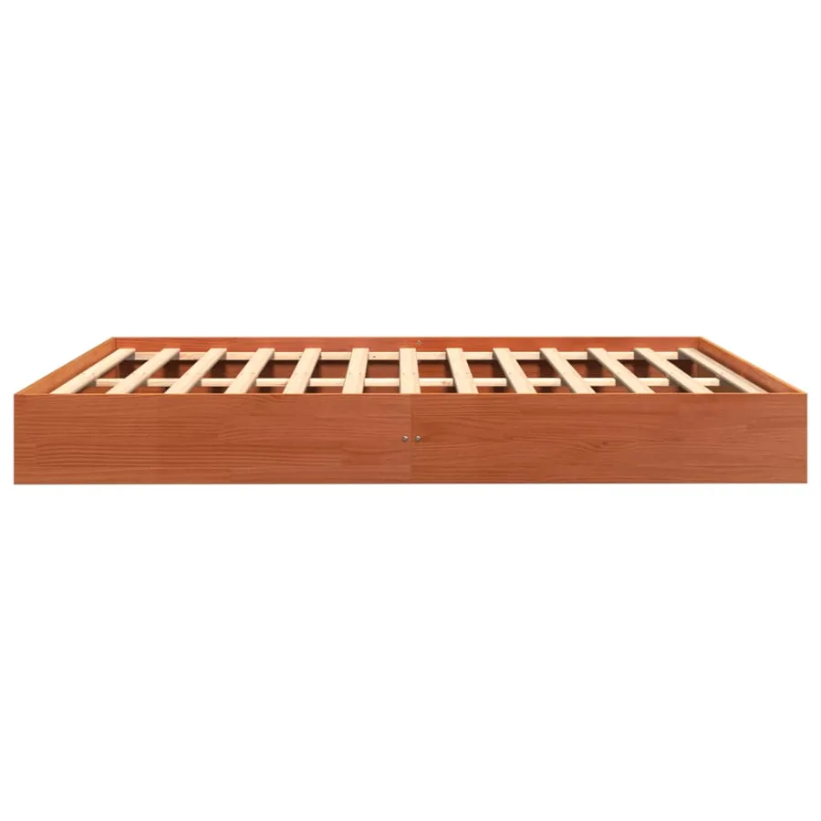 Cadre de lit sans matelas cire marron 160x200cm bois pin massif - 5
