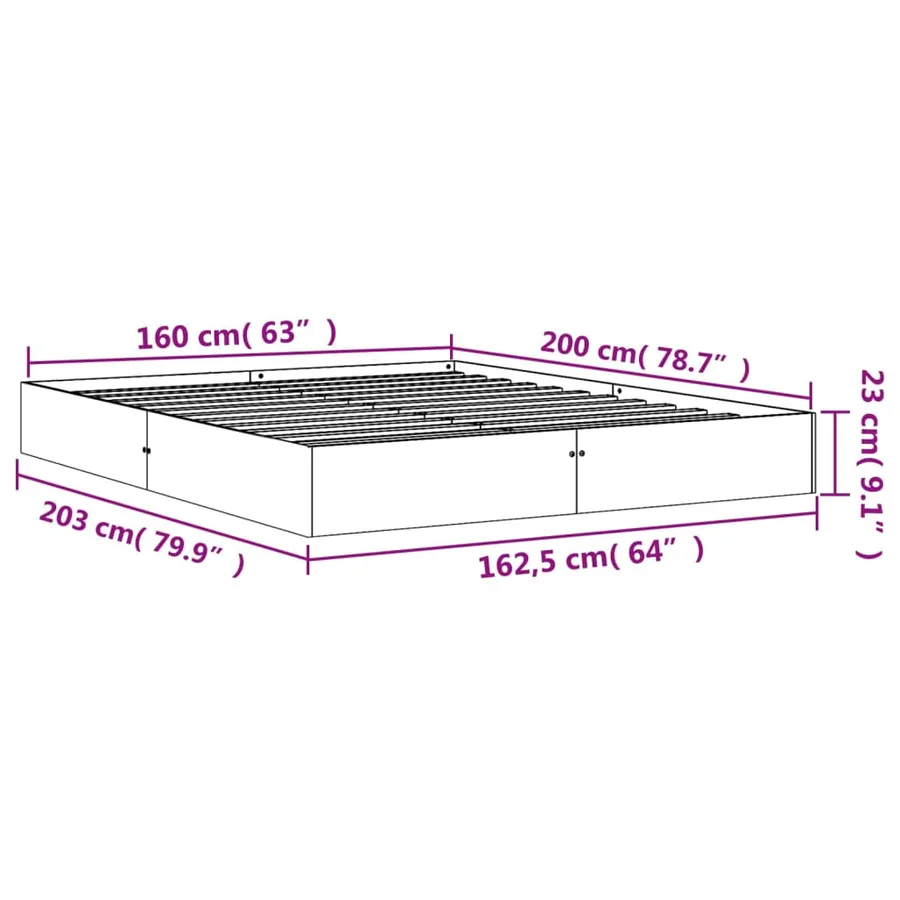 Cadre de lit sans matelas cire marron 160x200cm bois pin massif - 8