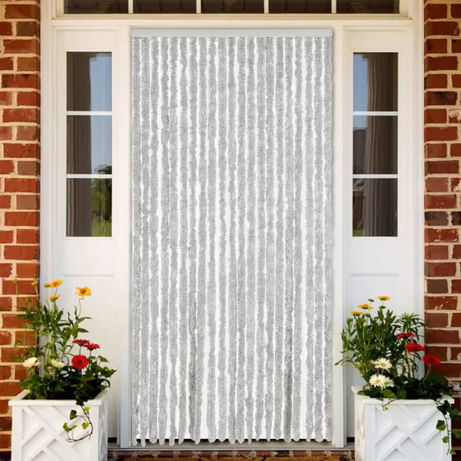 Rideau anti-mouches gris 90x220 cm chenille