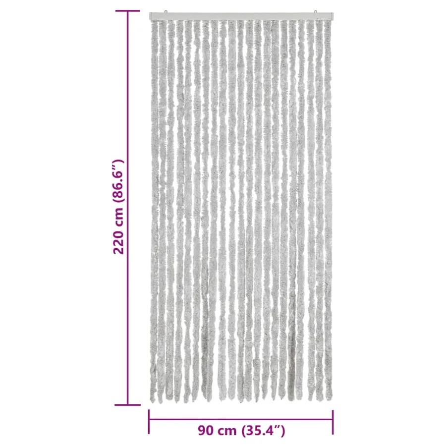 Rideau anti-mouches gris 90x220 cm chenille - 7