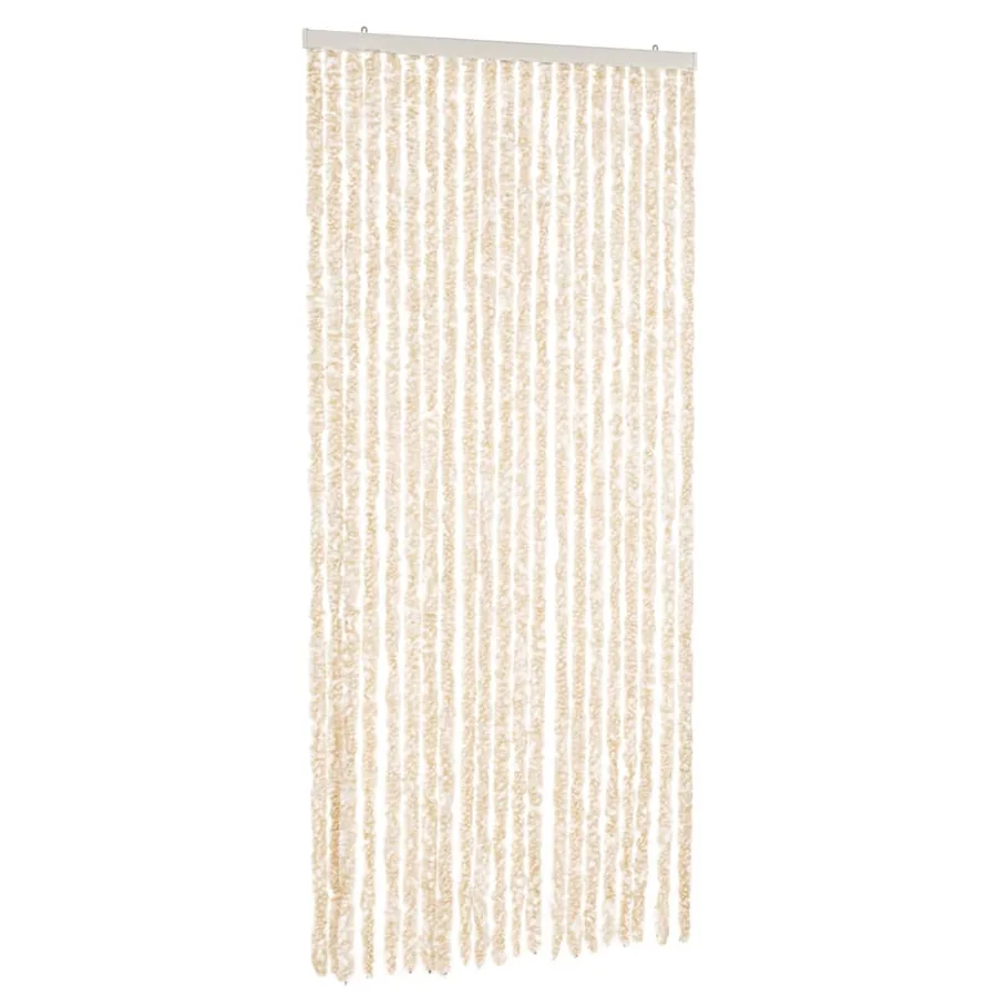 Rideau anti-mouches beige et blanc 90x220 cm chenille - 2