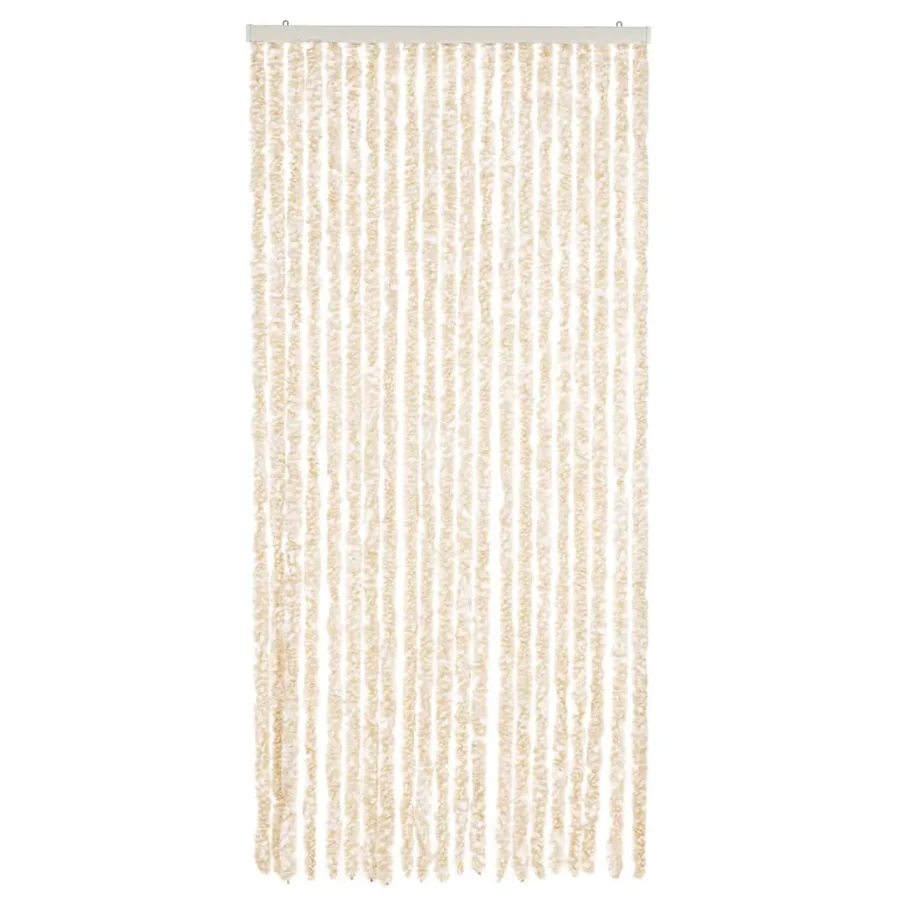Rideau anti-mouches beige et blanc 90x220 cm chenille - 3