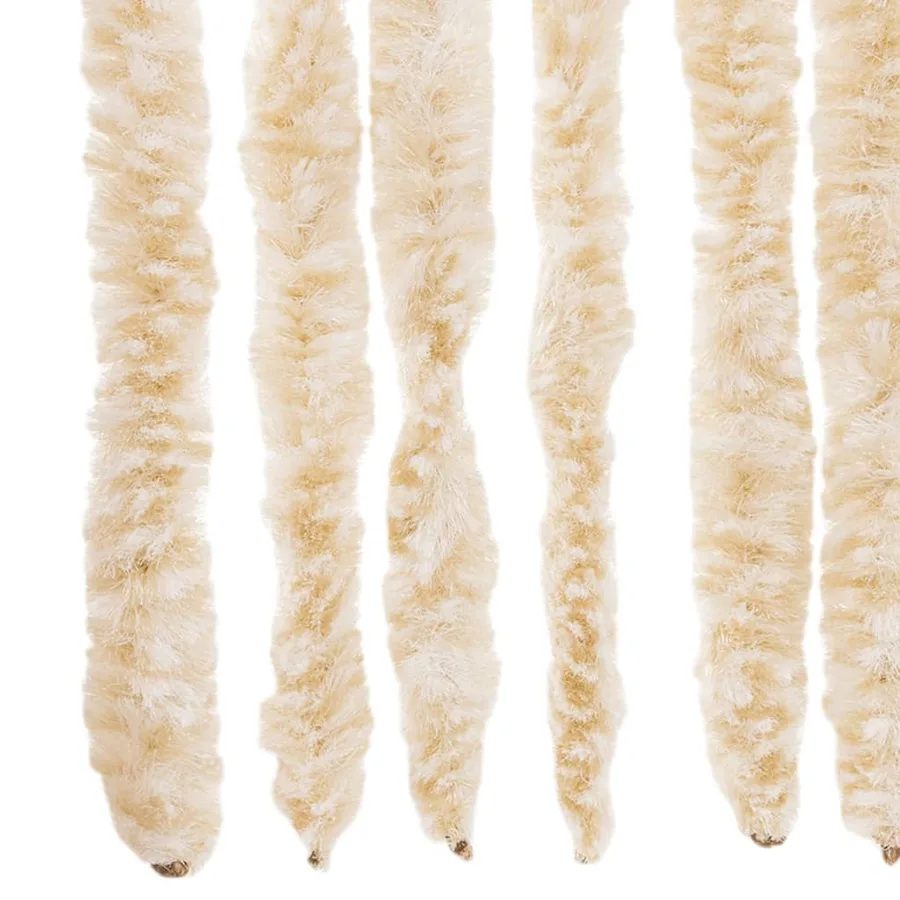 Rideau anti-mouches beige et blanc 90x220 cm chenille - 5