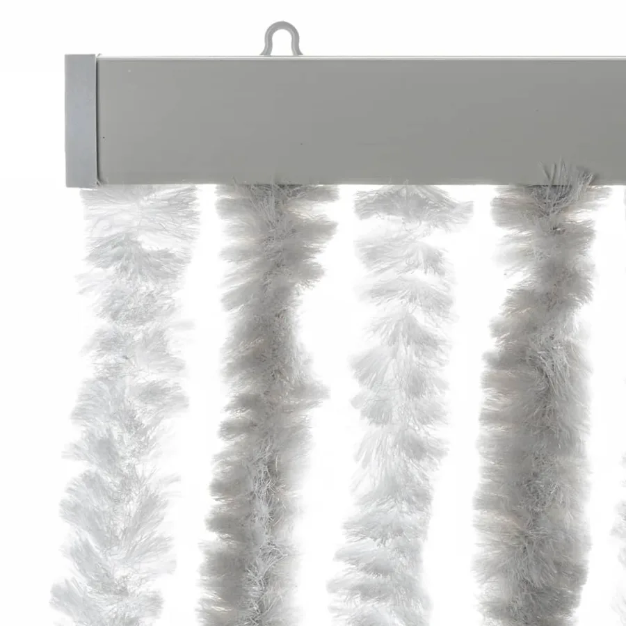 Rideau anti-mouches gris clair et blanc 90x220 cm chenille - 4