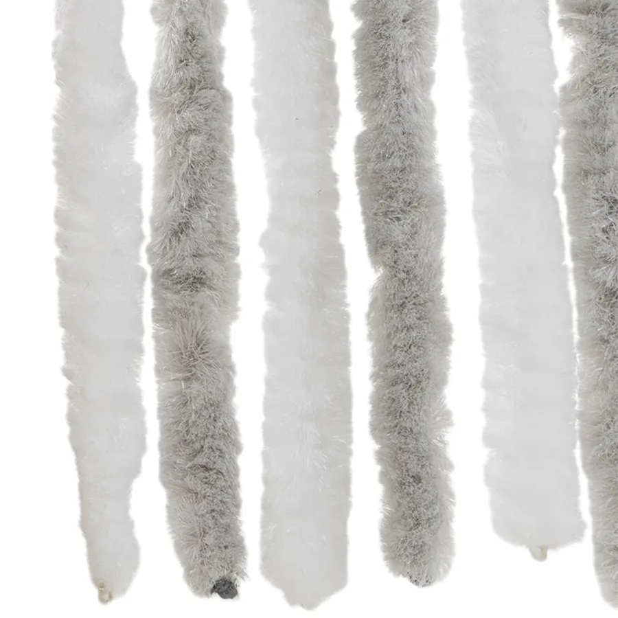 Rideau anti-mouches gris clair et blanc 90x220 cm chenille - 5