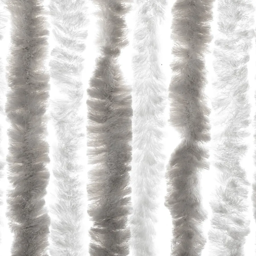 Rideau anti-mouches gris clair et blanc 90x220 cm chenille - 6