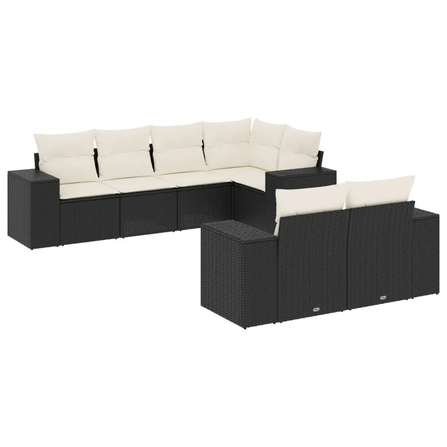 Salon de jardin 7 pcs avec coussins noir résine tressée 62 x 62 x 69 cm - 69,0 kg - 2